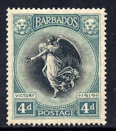 Barbados 1920-21 Victory MCA 4d black & blue-green mounted mint SG 207