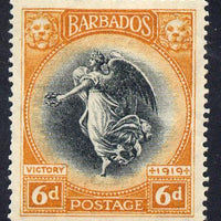 Barbados 1920-21 Victory MCA 6d black & orange mounted mint SG 208