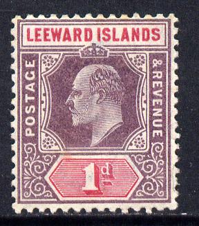 Leeward Islands 1902 KE7 Crown CA 1d dull purple & carmine mounted mint SG 21