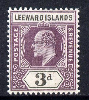 Leeward Islands 1902 KE7 Crown CA 3d dull purple & black mounted mint SG 24