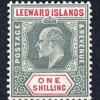 Leeward Islands 1902 KE7 Crown CA 1s green & carmine mounted mint SG 26