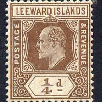 Leeward Islands 1907-11 KE7 MCA 1/4d brown mounted mint SG 36