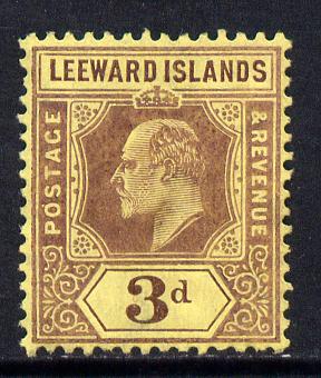 Leeward Islands 1907-11 KE7 MCA 3d purple on yellow mounted mint SG 41