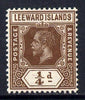 Leeward Islands 1912-22 KG5 MCA 1/4d brown Die I mounted mint SG 46