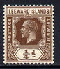 Leeward Islands 1921-32 KG5 Script CA 1/4d brown Die II mounted mint SG 58