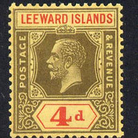 Leeward Islands 1921-32 KG5 Script CA 4d black & red on yellow Die II unmounted mint but light overall toning SG 70