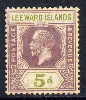 Leeward Islands 1921-32 KG5 Script CA 5d dull purple & olive-green Die II unmounted mint but light overall toning SG 71