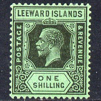 Leeward Islands 1921-32 KG5 Script CA 1s black on emerald Die II mounted mint SG 73