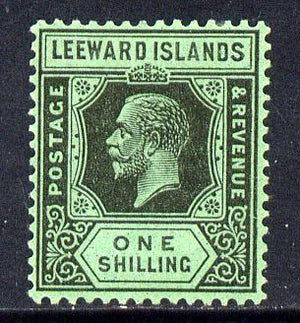 Leeward Islands 1921-32 KG5 Script CA 1s black on emerald Die II mounted mint SG 73