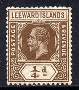 Leeward Islands 1921-32 KG5 Script CA 1/4d brown Die I mounted mint SG 81