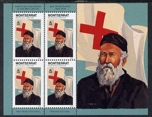 Montserrat 1998 Famous People of the 20th Century - Henri Dunant (Red Cross) perf sheetlet containing 4 vals unmounted mint as SG 1069a