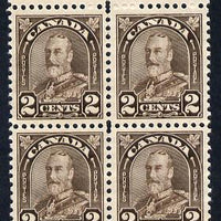 Canada 1930-31 KG5 2c brown die II marginal block of 4 unmounted mint SG 292b