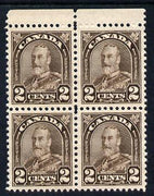 Canada 1930-31 KG5 2c brown die II marginal block of 4 unmounted mint SG 292b