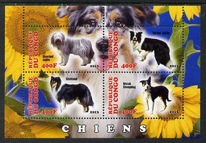 Congo 2013 Dogs #1 perf sheetlet containing four values unmounted mint