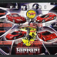 Congo 2013 Ferrari Cars #1 perf sheetlet containing four values fine cto used