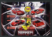 Congo 2013 Ferrari Cars #1 perf sheetlet containing four values fine cto used