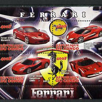 Congo 2013 Ferrari Cars #1 perf sheetlet containing four values unmounted mint