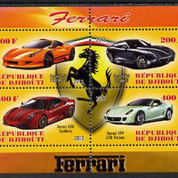 Djibouti 2013 Ferrari Cars #1 perf sheetlet containing 4 values unmounted mint