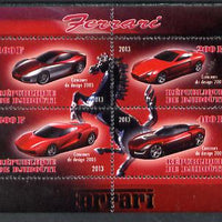 Djibouti 2013 Ferrari Cars #2 perf sheetlet containing 4 values unmounted mint