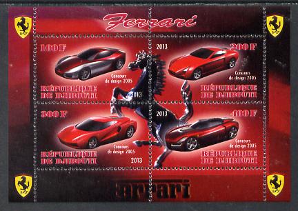 Djibouti 2013 Ferrari Cars #2 perf sheetlet containing 4 values unmounted mint