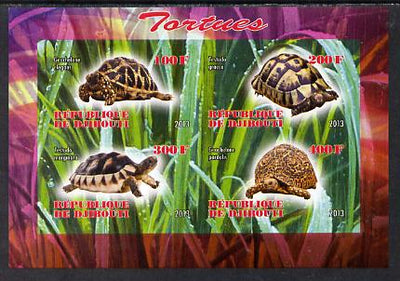 Djibouti 2013 Tortoises imperf sheetlet containing 4 values unmounted mint