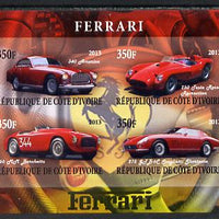 Ivory Coast 2013 Ferrari Cars #1 imperf sheetlet containing 4 values unmounted mint