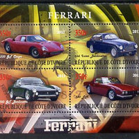 Ivory Coast 2013 Ferrari Cars #2 perf sheetlet containing 4 values unmounted mint