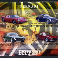 Ivory Coast 2013 Ferrari Cars #2 imperf sheetlet containing 4 values unmounted mint