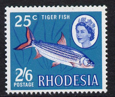 Rhodesia 1967-68 Dual Currency 2s5d/25c Tiger Fish unmounted mint, SG 412