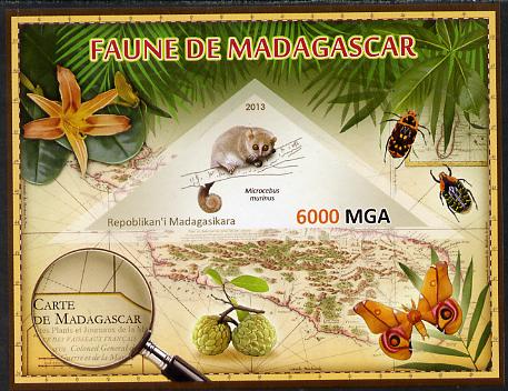 Madagascar 2013 Fauna - Gray Mouse Lemur imperf sheetlet containing one triangular value unmounted mint