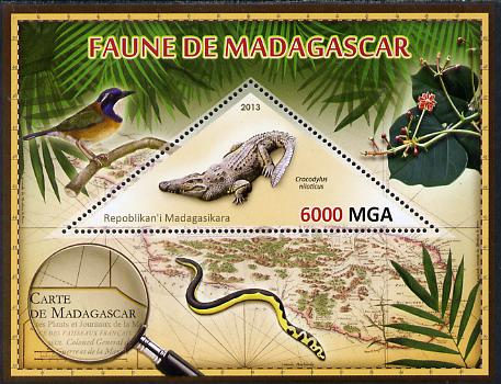 Madagascar 2013 Fauna - Nile Crocodile perf sheetlet containing one triangular value unmounted mint