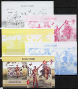 Guinea - Conakry 2013 Scouting & Butterflies #2 m/sheet - the set of 5 imperf progressive proofs comprising the 4 individual colours plus all 4-colour composite, unmounted mint