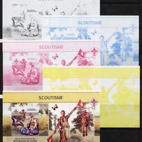 Guinea - Conakry 2013 Scouting & Butterflies #3 m/sheet - the set of 5 imperf progressive proofs comprising the 4 individual colours plus all 4-colour composite, unmounted mint