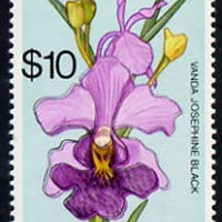 Barbados 1975-79 Josephine Black Orchid $10 with double outline due to slight colour shift unmounted mint, SG 524var