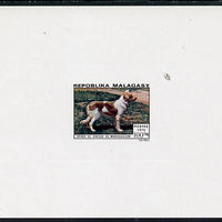 Malagasy Republic 1974 Dogs 100f imperf deluxe sheet in issued colours on thin card, as SG 290