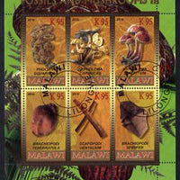 Malawi 2010 Fossils & Mushrooms #1 perf sheetlet containing 6 values cto used