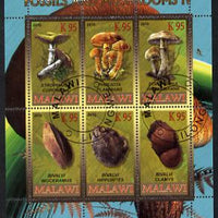 Malawi 2010 Fossils & Mushrooms #2 perf sheetlet containing 6 values cto used