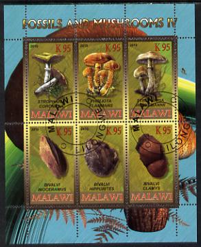 Malawi 2010 Fossils & Mushrooms #2 perf sheetlet containing 6 values cto used