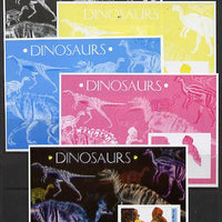 Benin 2003 Dinosaurs & Minerals souvenir sheet - the set of 5 imperf progressive proofs comprising the 4 individual colours plus all 4-colour composite unmounted mint