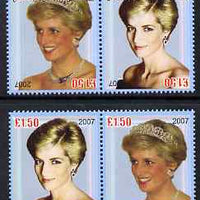 Easdale 2007 Princess Diana £1.50 #3 perf se-tenant pair with images transposed and Country, value & date inverted (normal shown here for comparison but is not included) unmounted mint