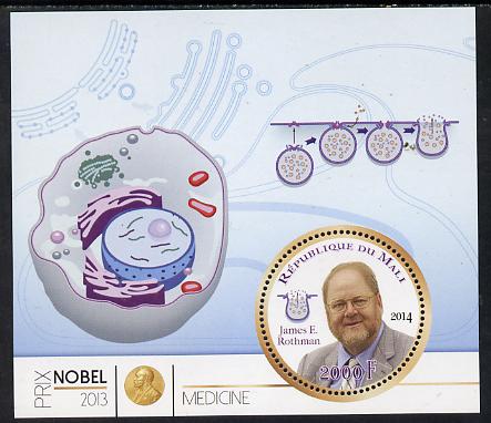 Mali 2014 Nobel Prize for Medicine (2013) - James E Rothman perf s/sheet containing one circular value unmounted mint