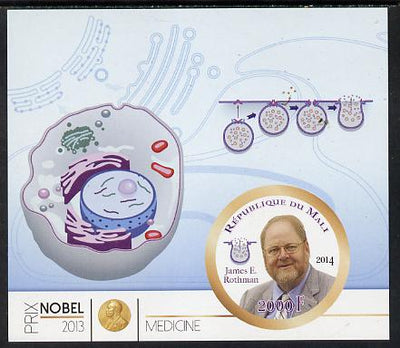 Mali 2014 Nobel Prize for Medicine (2013) - James E Rothman imperf s/sheet containing one circular value unmounted mint