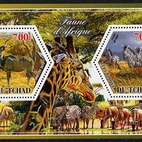 Chad 2014 Animals of Africa #1 perf sheetlet containing two hexagonal-shaped values unmounted mint