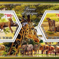 Chad 2014 Animals of Africa #2 perf sheetlet containing two hexagonal-shaped values unmounted mint