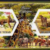 Chad 2014 Animals of Africa #2 imperf sheetlet containing two hexagonal-shaped values unmounted mint