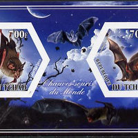 Chad 2014 Bats #1 imperf sheetlet containing two hexagonal-shaped values unmounted mint