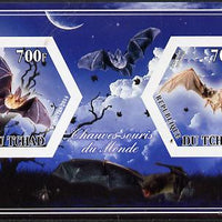 Chad 2014 Bats #3 imperf sheetlet containing two hexagonal-shaped values unmounted mint