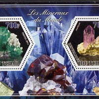 Chad 2014 Minerals #1 perf sheetlet containing two hexagonal-shaped values unmounted mint