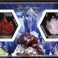 Chad 2014 Minerals #3 imperf sheetlet containing two hexagonal-shaped values unmounted mint