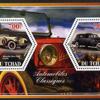 Chad 2014 Classic Cars #1 perf sheetlet containing two hexagonal-shaped values unmounted mint